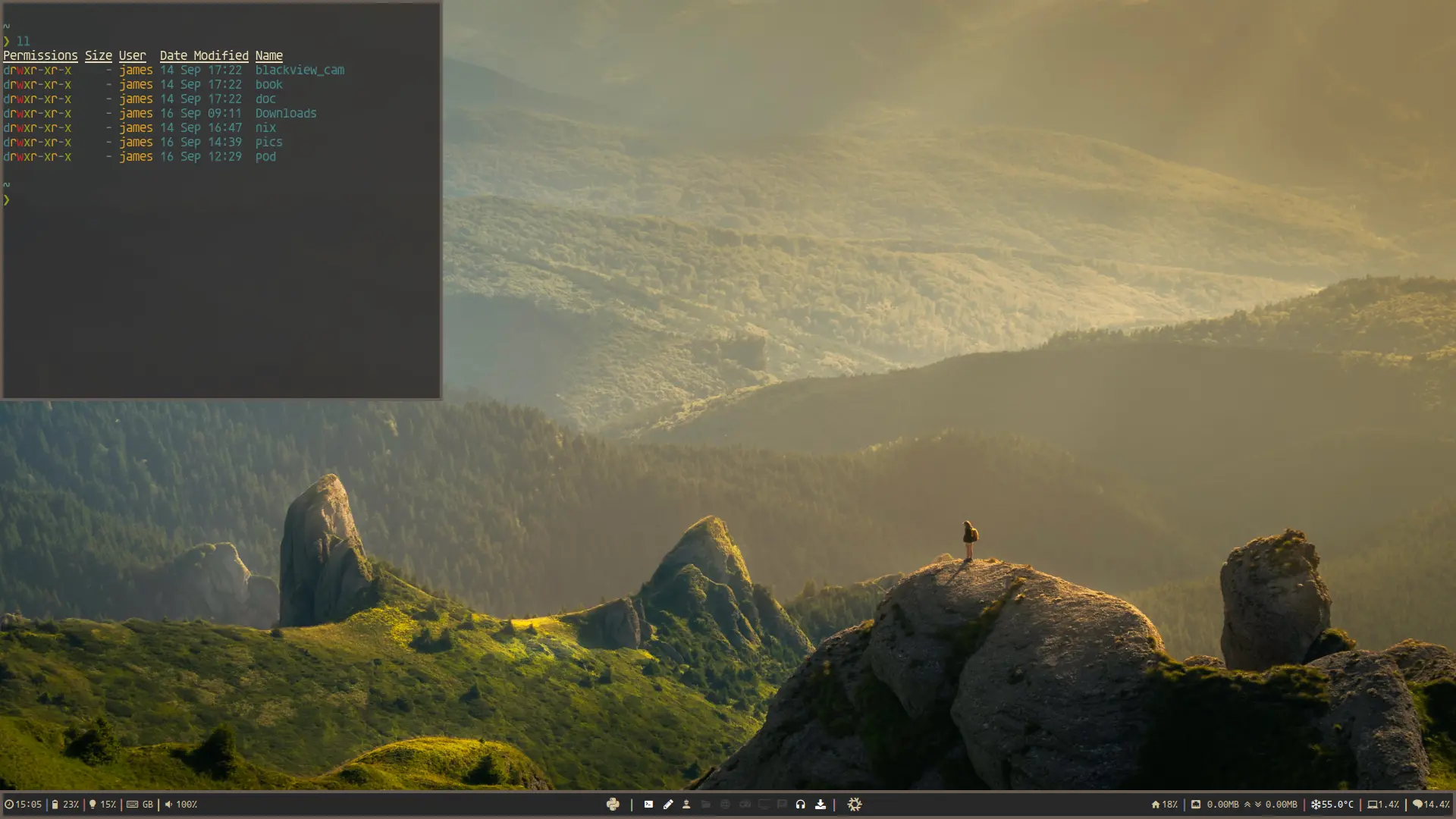 Smaller dropdown terminal tucked in the top-left corner