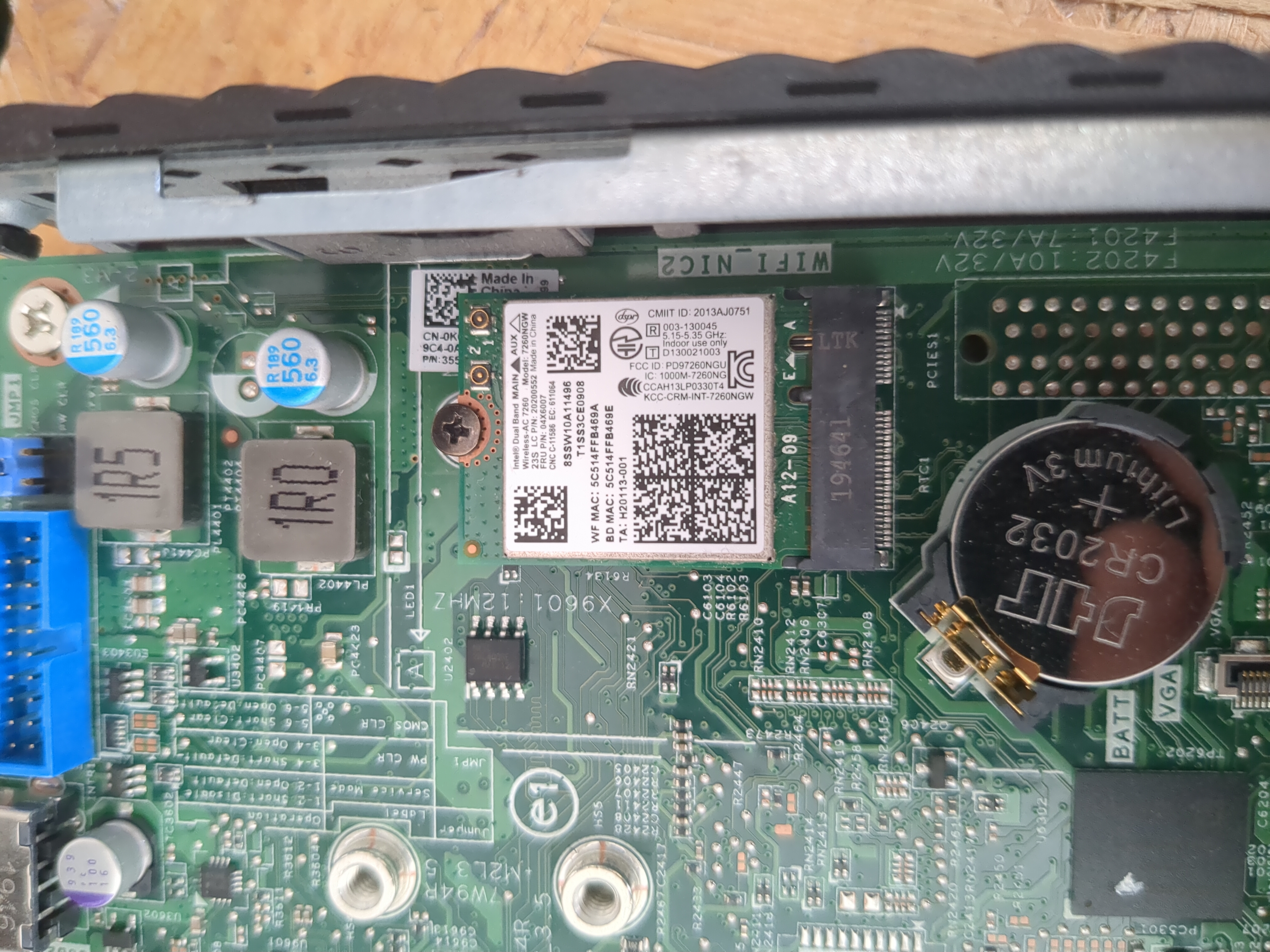 Wifi card in its new home.